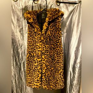 ZARA Faux fur vest with hood
